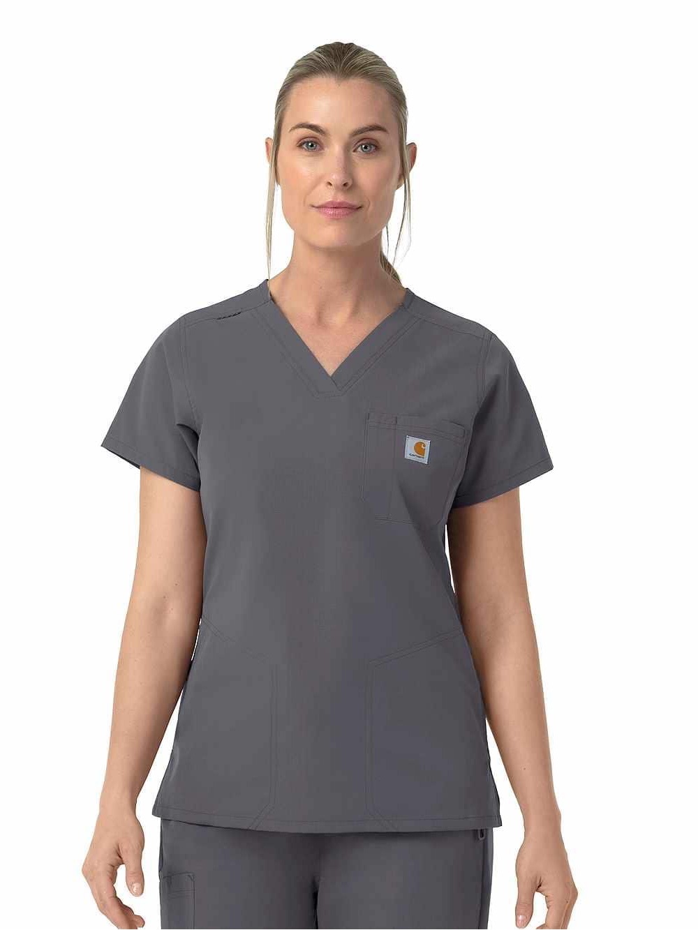 Scrub top Cardiovascular Sonography Carhartt Charcoal V-Neck.